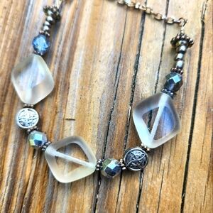 Handmade Czech glass statement necklace.